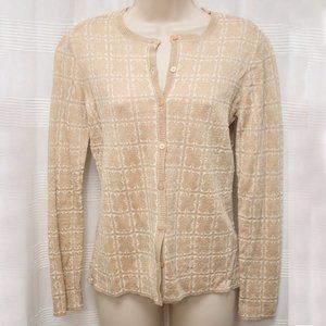 NWOT Gold & Ivory Metallic Shimmer Cardigan Sweater